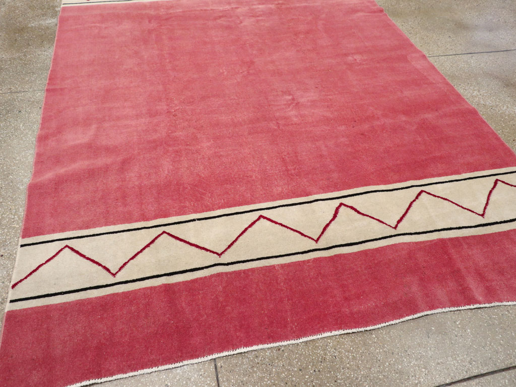 Vintage Turkish Anatolian Art Deco Style Small Room Size Carpet, No.30753 - Gss