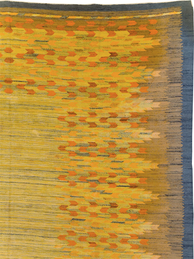 Vintage Swedish Scandinavian Flatweave Kilim Room Size Carpet, No.30754 - Gss