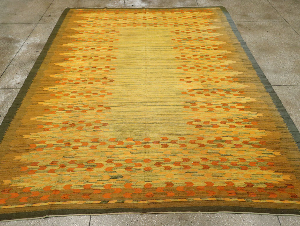 Vintage Swedish Scandinavian Flatweave Kilim Room Size Carpet, No.30754 - Gss