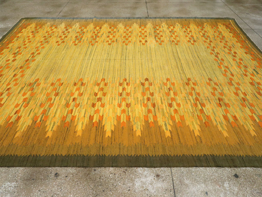 Vintage Swedish Scandinavian Flatweave Kilim Room Size Carpet, No.30754 - Gss