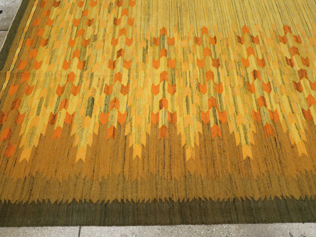 Vintage Swedish Scandinavian Flatweave Kilim Room Size Carpet, No.30754 - Gss