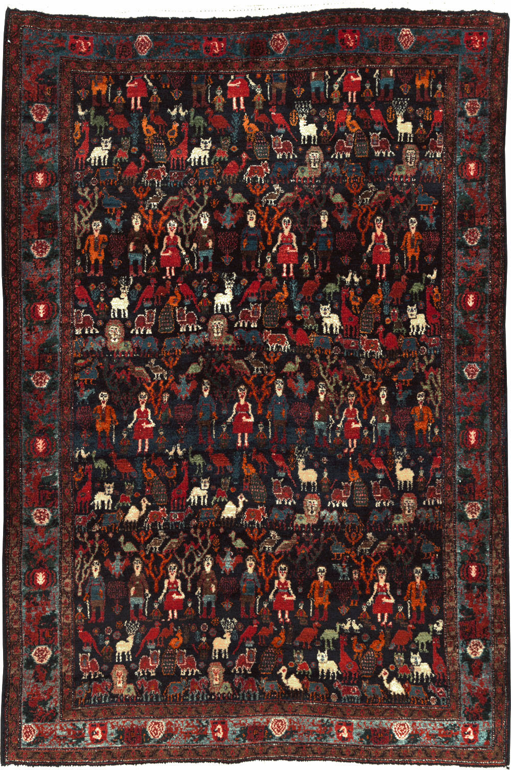 Antique Senneh Malayer Pictorial Rug, No.30770 - Gss