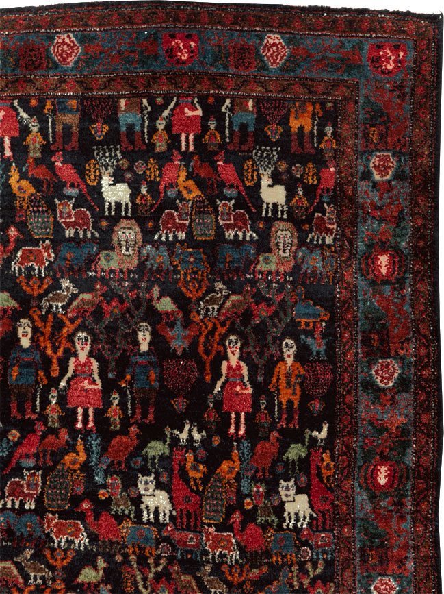 Antique Senneh Malayer Pictorial Rug, No.30770 - Gss