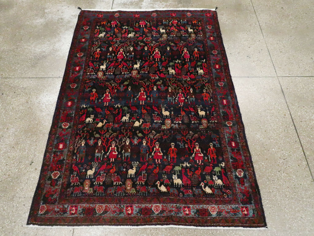 Antique Senneh Malayer Pictorial Rug, No.30770 - Gss