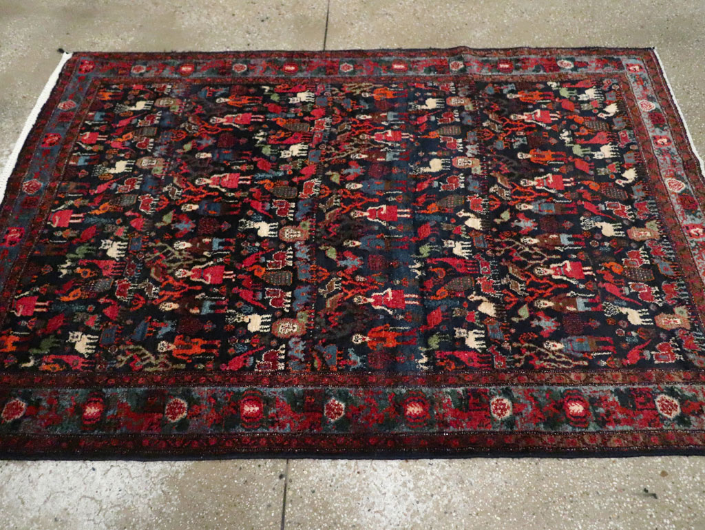 Antique Senneh Malayer Pictorial Rug, No.30770 - Gss