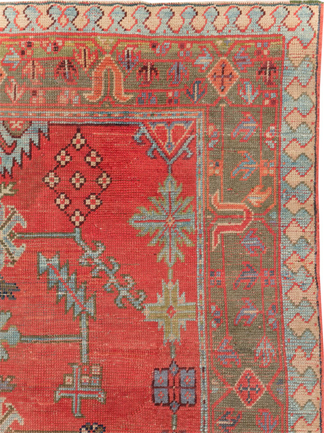 Antique Turkish Oushak Square Accent Carpet, No.30780 - Gss