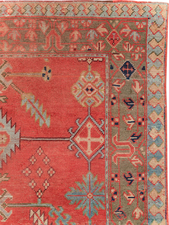 Antique Turkish Oushak Square Accent Carpet, No.30780 - Gss