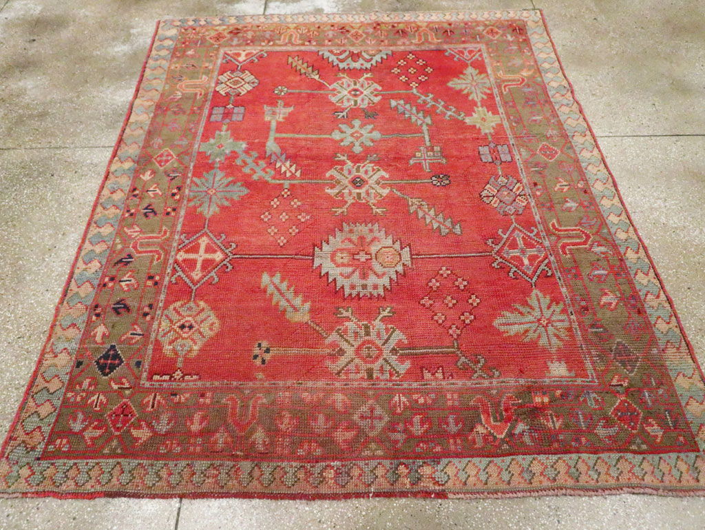 Antique Turkish Oushak Square Accent Carpet, No.30780 - Gss