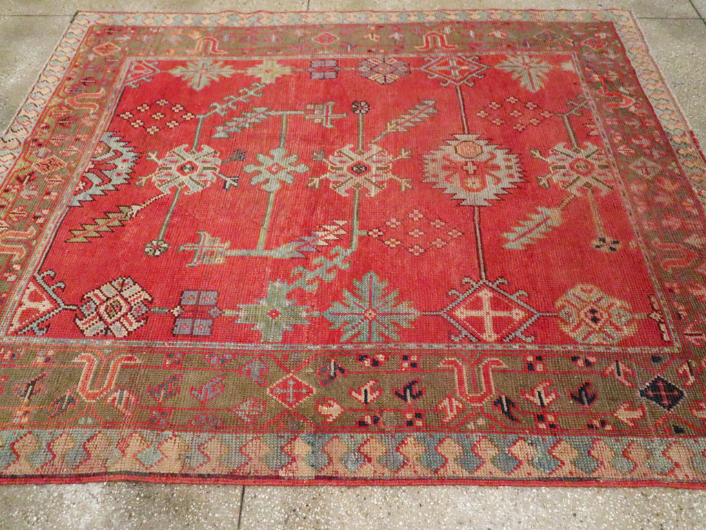 Antique Turkish Oushak Square Accent Carpet, No.30780 - Gss