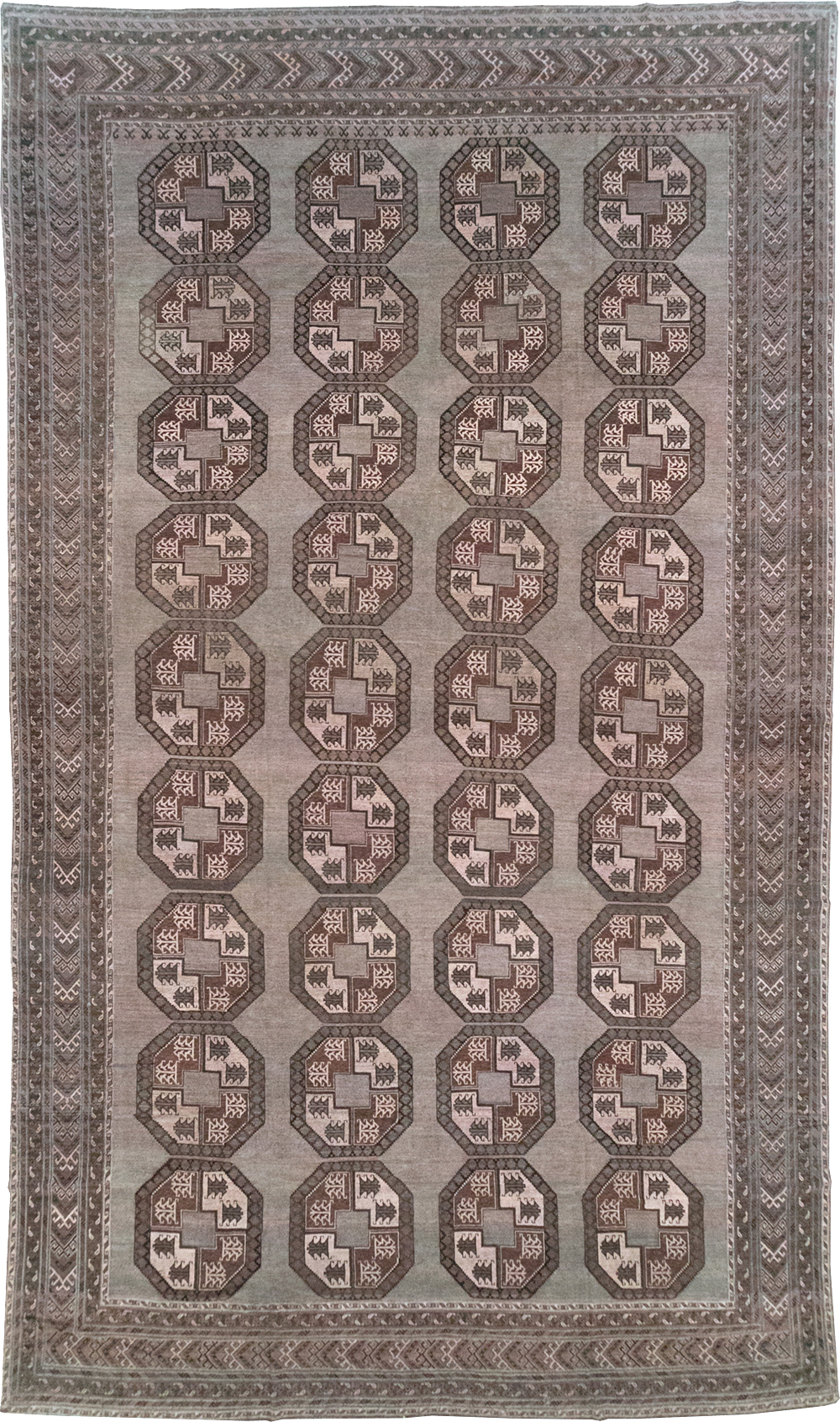 Vintage Central Asian Turkoman Oversize Carpet, No.30781 - Gss