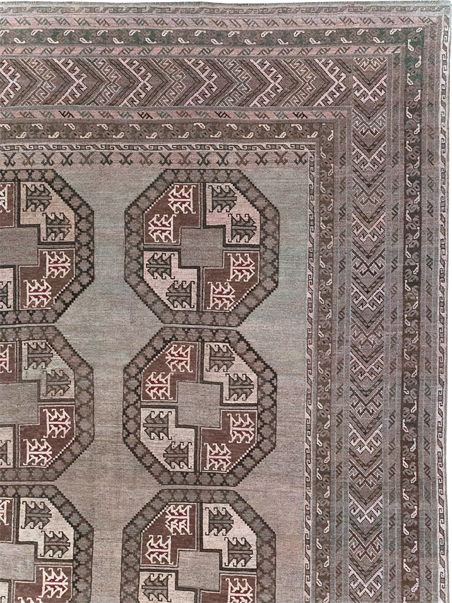 Vintage Central Asian Turkoman Oversize Carpet, No.30781 - Gss
