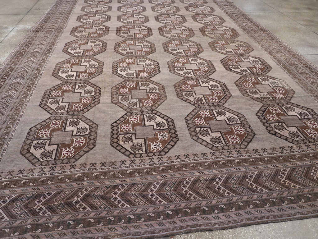 Vintage Central Asian Turkoman Oversize Carpet, No.30781 - Gss