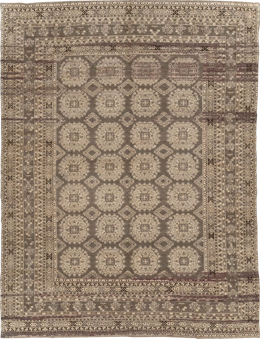 Vintage Central Asian Tribal Turkoman Room Size Carpet, No.30782 - Gss