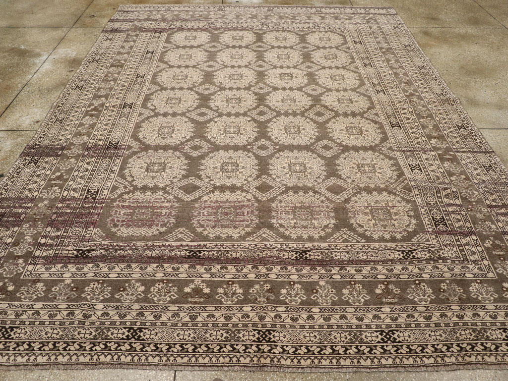 Vintage Central Asian Tribal Turkoman Room Size Carpet, No.30782 - Gss