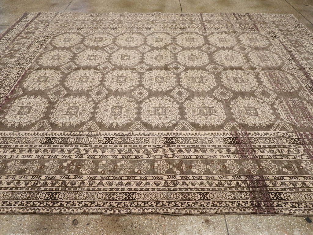 Vintage Central Asian Tribal Turkoman Room Size Carpet, No.30782 - Gss