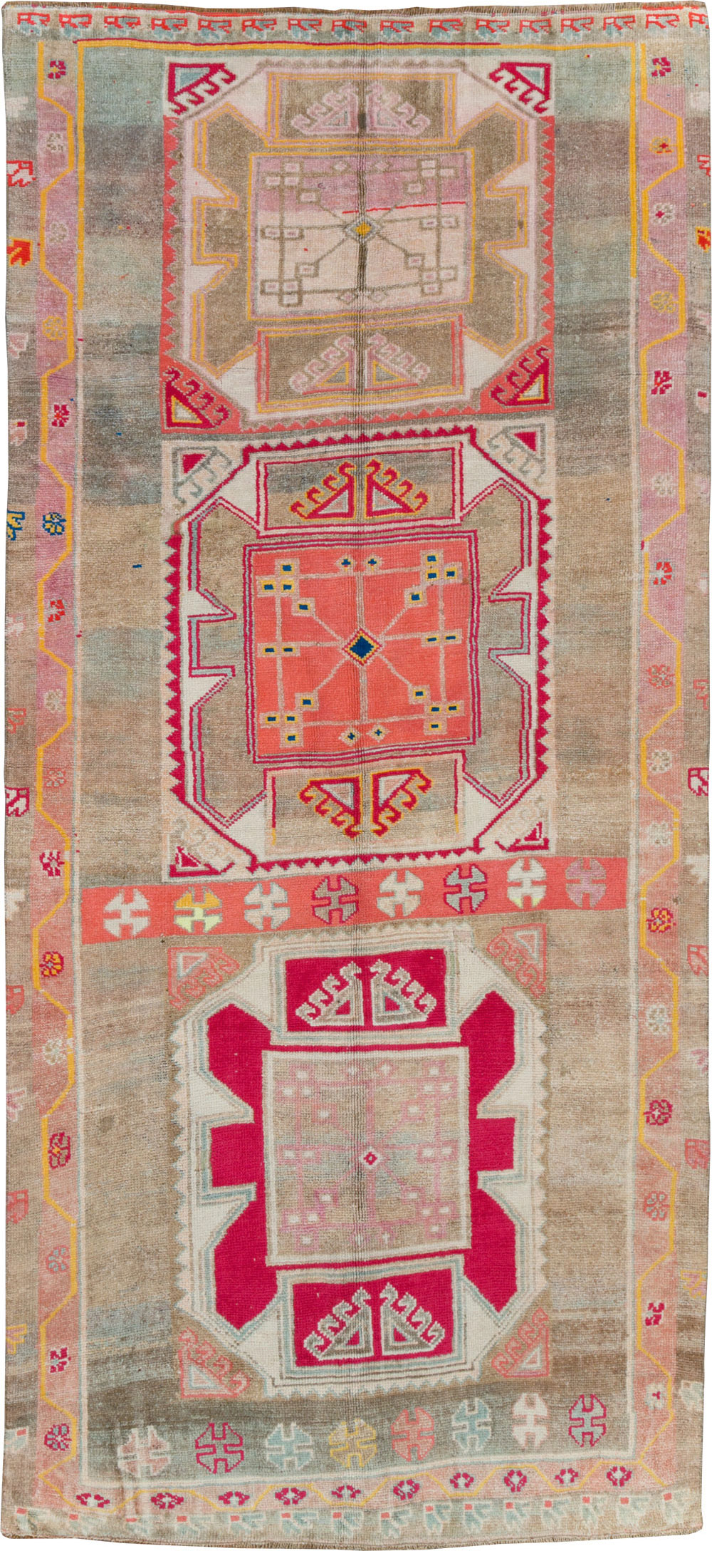 Vintage Turkish Anatolian Wide Gallery Runner, No.30799 - Gss