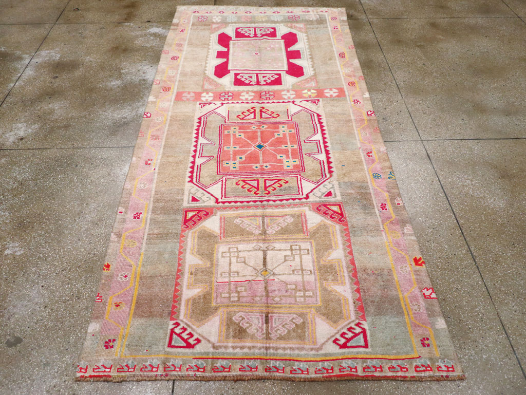Vintage Turkish Anatolian Wide Gallery Runner, No.30799 - Gss