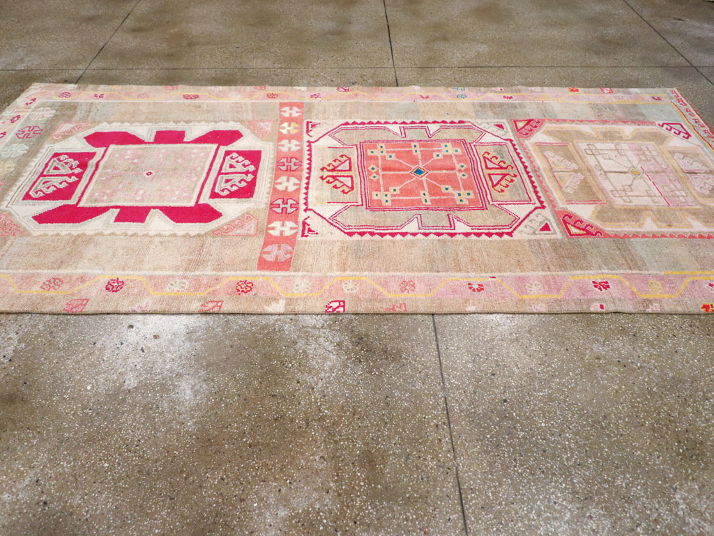 Vintage Turkish Anatolian Wide Gallery Runner, No.30799 - Gss