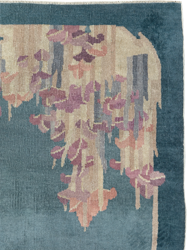 Vintage Chinese Art Deco Throw Rug, No.30813 - Gss