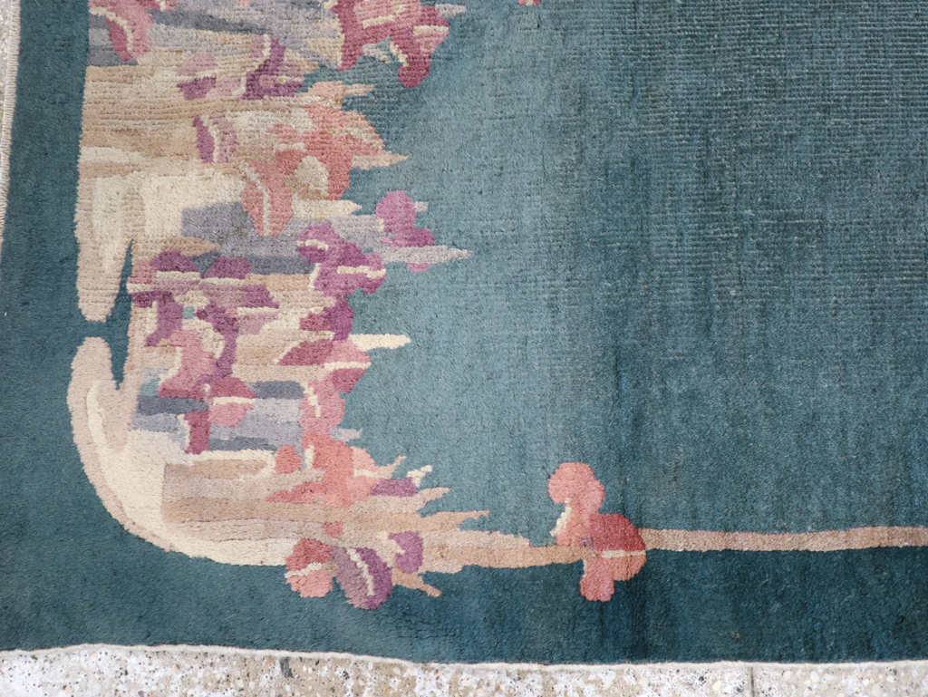 Vintage Chinese Art Deco Throw Rug, No.30813 - Gss