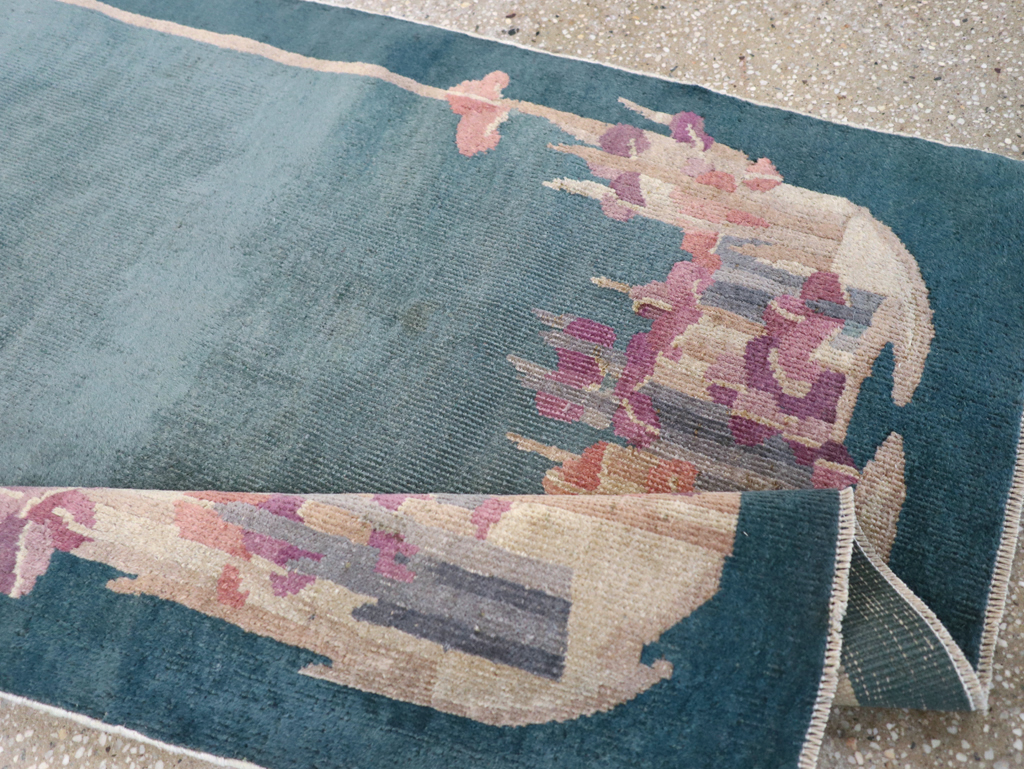 Vintage Chinese Art Deco Throw Rug, No.30813 - Gss