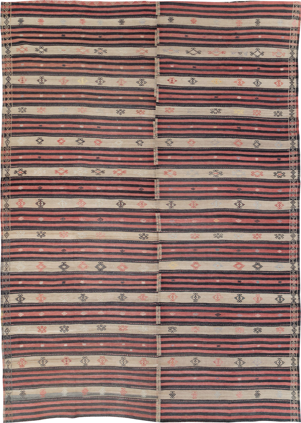 Vintage Turkish Flatweave Kilim Room Size Carpet, No.30819 - Gss