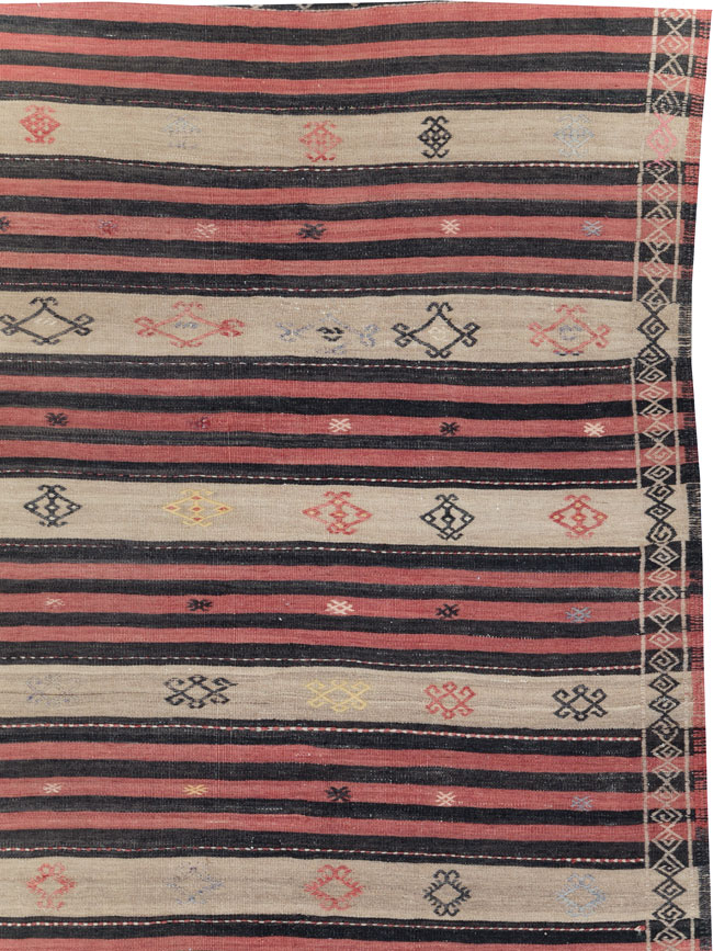 Vintage Turkish Flatweave Kilim Room Size Carpet, No.30819 - Gss