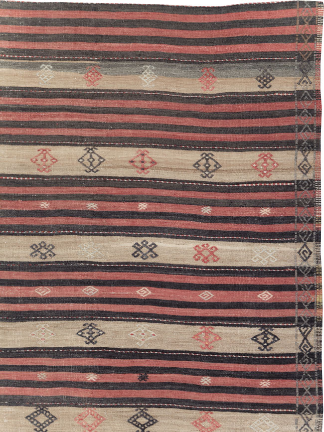 Vintage Turkish Flatweave Kilim Room Size Carpet, No.30819 - Gss