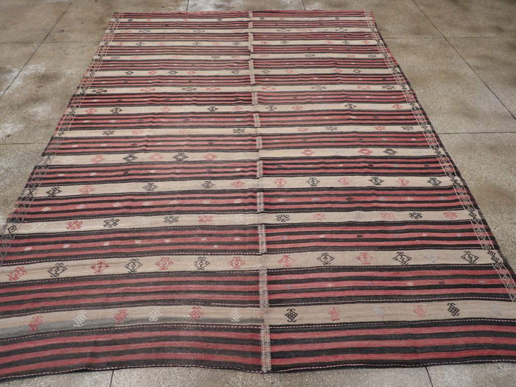 Vintage Turkish Flatweave Kilim Room Size Carpet, No.30819 - Gss