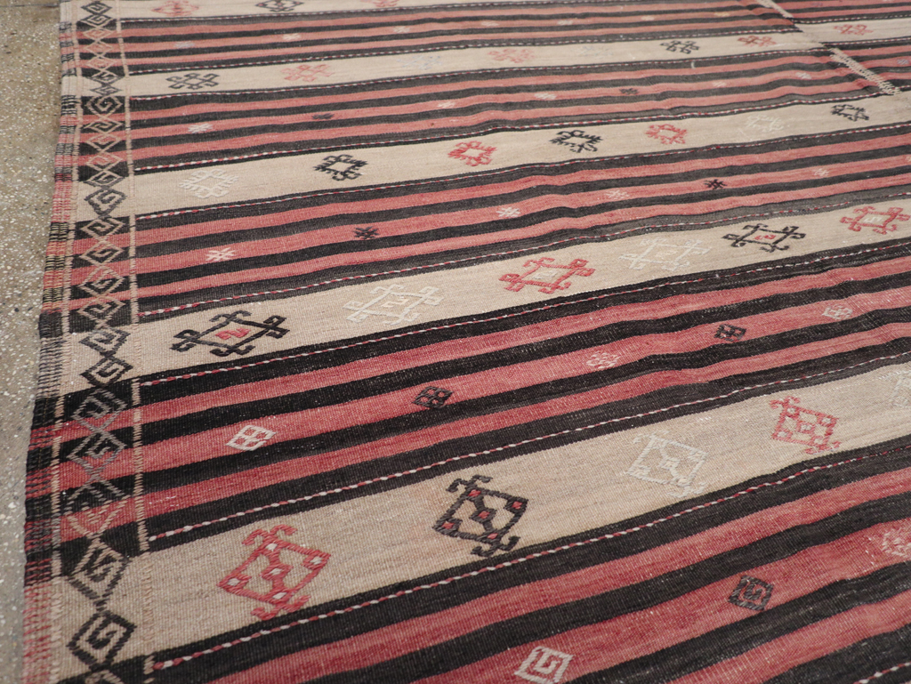 Vintage Turkish Flatweave Kilim Room Size Carpet, No.30819 - Gss
