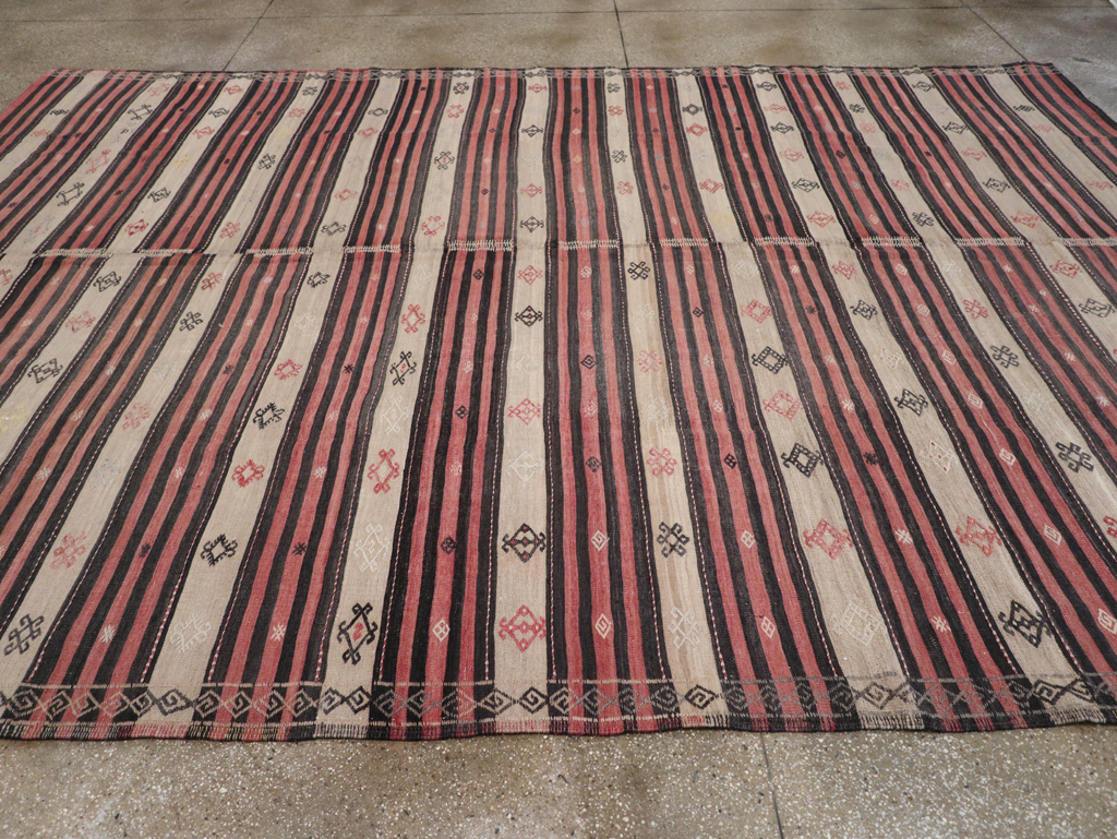 Vintage Turkish Flatweave Kilim Room Size Carpet, No.30819 - Gss