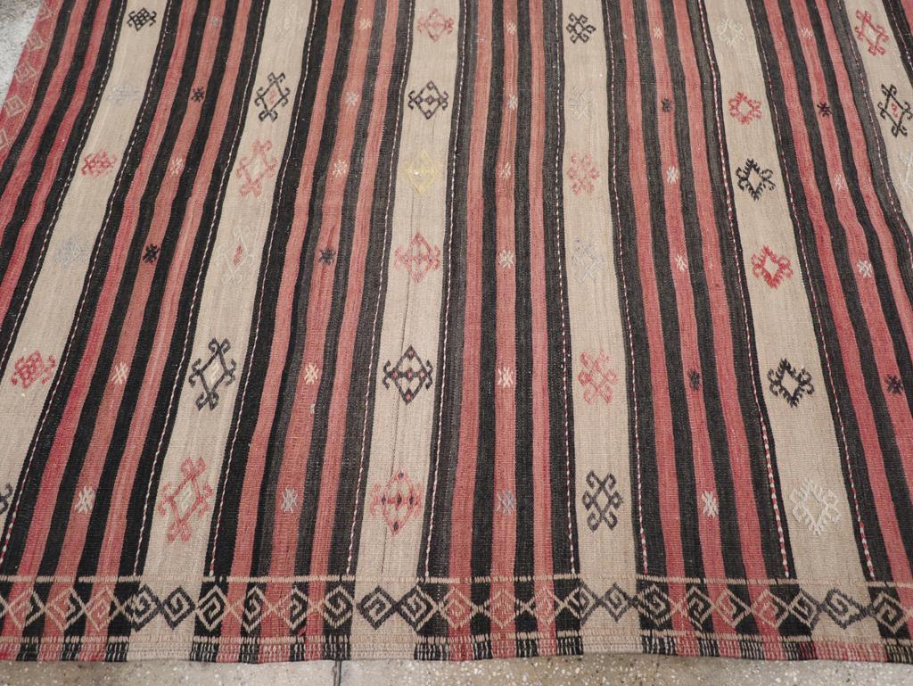 Vintage Turkish Flatweave Kilim Room Size Carpet, No.30819 - Gss