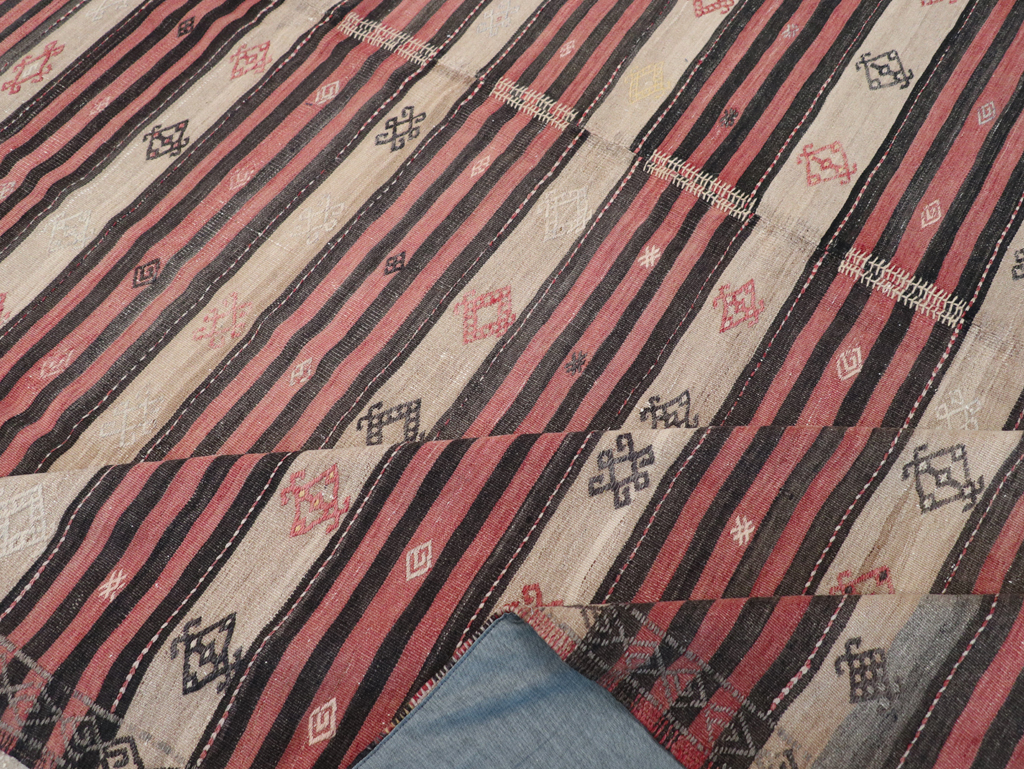 Vintage Turkish Flatweave Kilim Room Size Carpet, No.30819 - Gss