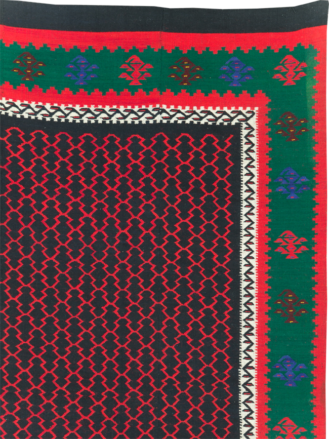 Vintage Turkish Flatweave Kilim Square Room Size Carpet, No.30823 - Gss