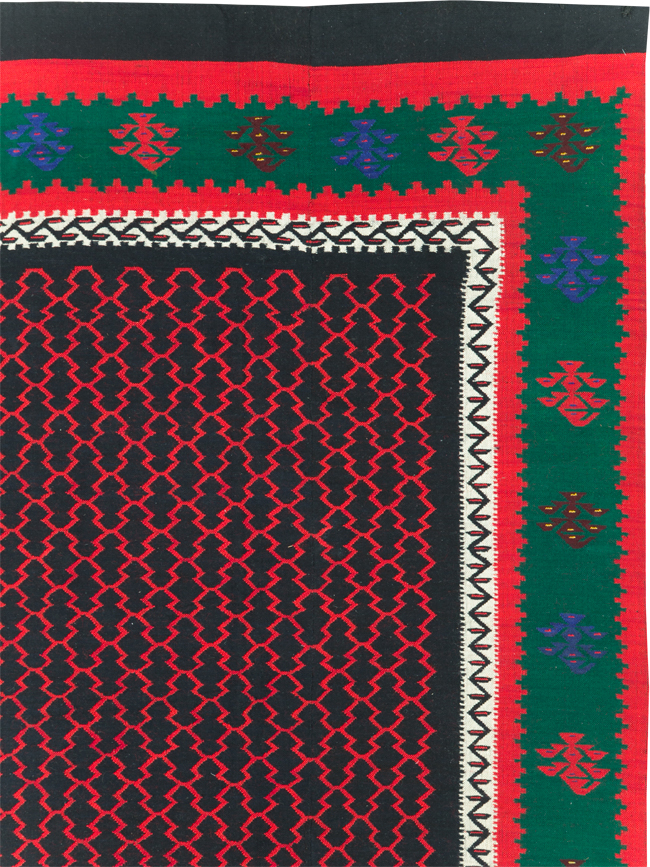 Vintage Turkish Flatweave Kilim Square Room Size Carpet, No.30823 - Gss