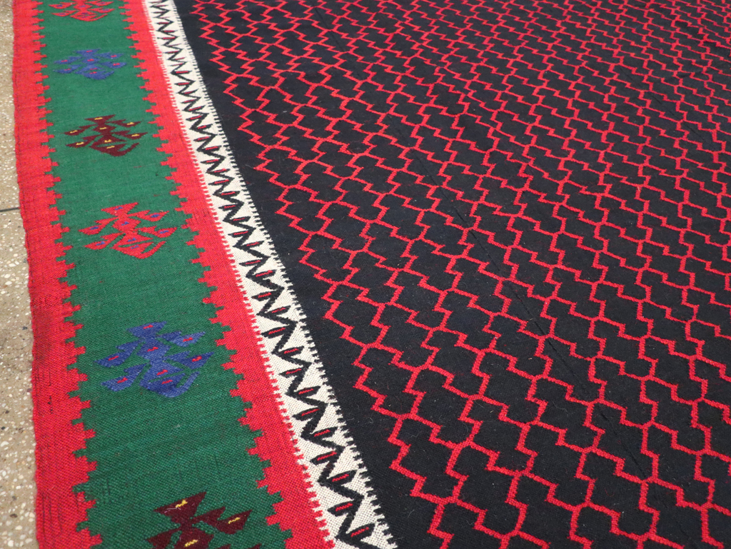 Vintage Turkish Flatweave Kilim Square Room Size Carpet, No.30823 - Gss