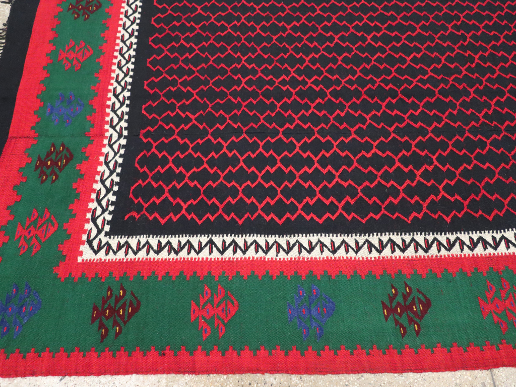 Vintage Turkish Flatweave Kilim Square Room Size Carpet, No.30823 - Gss