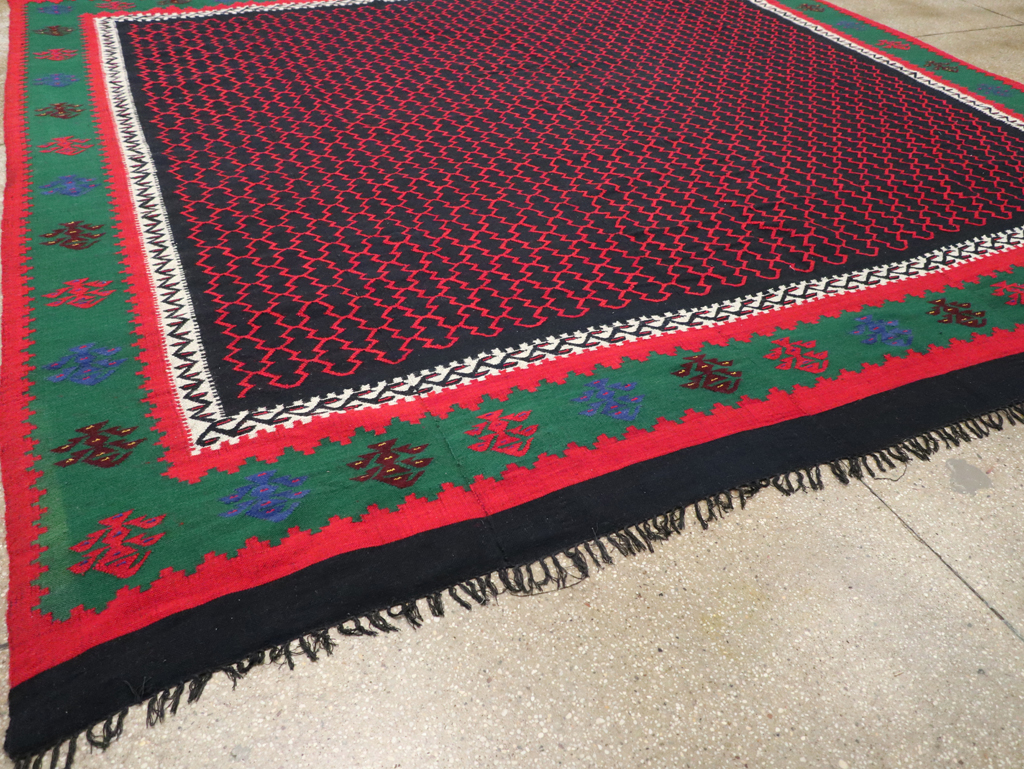 Vintage Turkish Flatweave Kilim Square Room Size Carpet, No.30823 - Gss