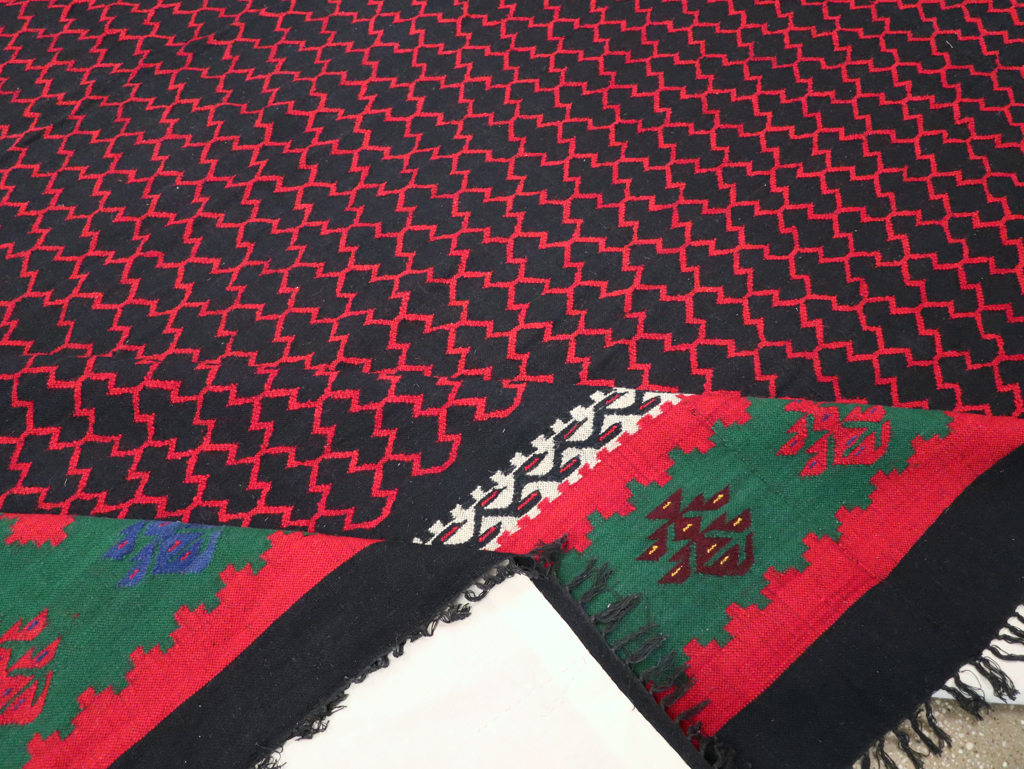 Vintage Turkish Flatweave Kilim Square Room Size Carpet, No.30823 - Gss