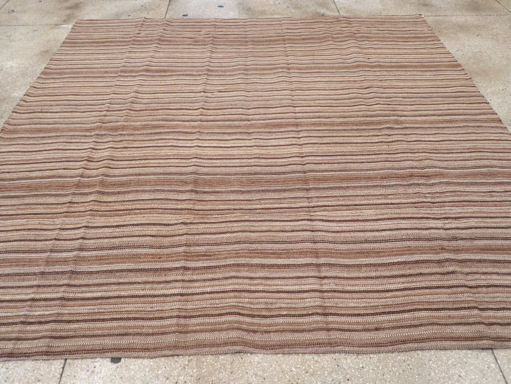 Vintage Persian Flatweave Kilim Square Room Size Carpet, No.30844 - Gss