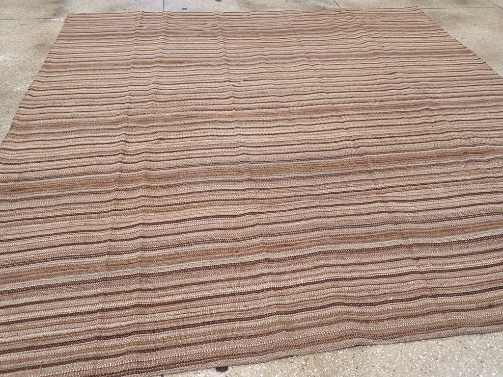 Vintage Persian Flatweave Kilim Square Room Size Carpet, No.30844 - Gss