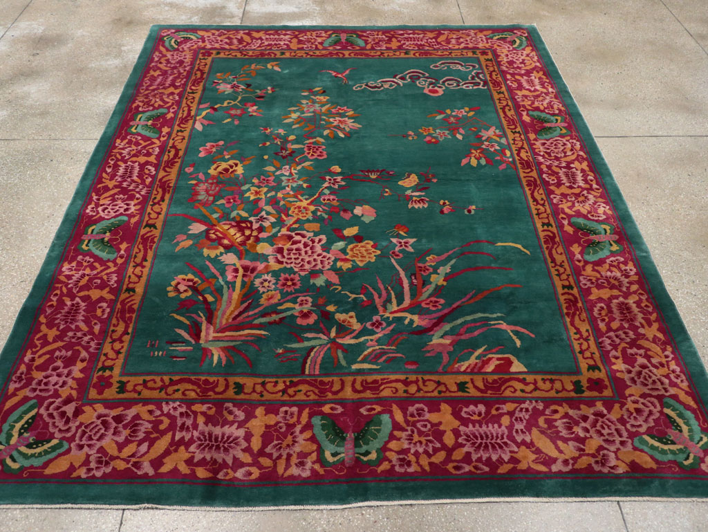 Vintage Chinese Art Deco Small Room Size Carpet, No.30861 - Gss