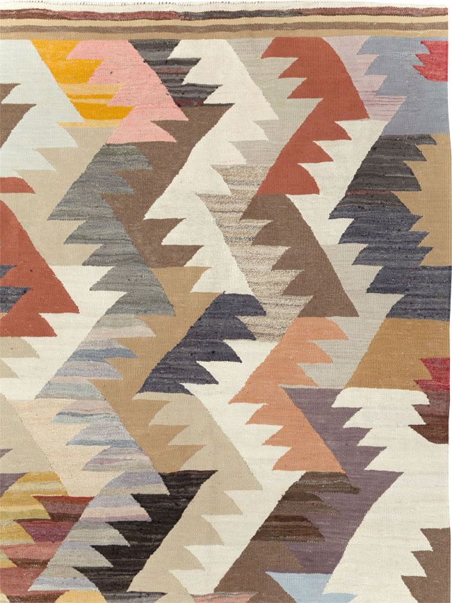 Contemporary Turkish Flatweave Kilim Room Size Carpet, No.30862 - Gss