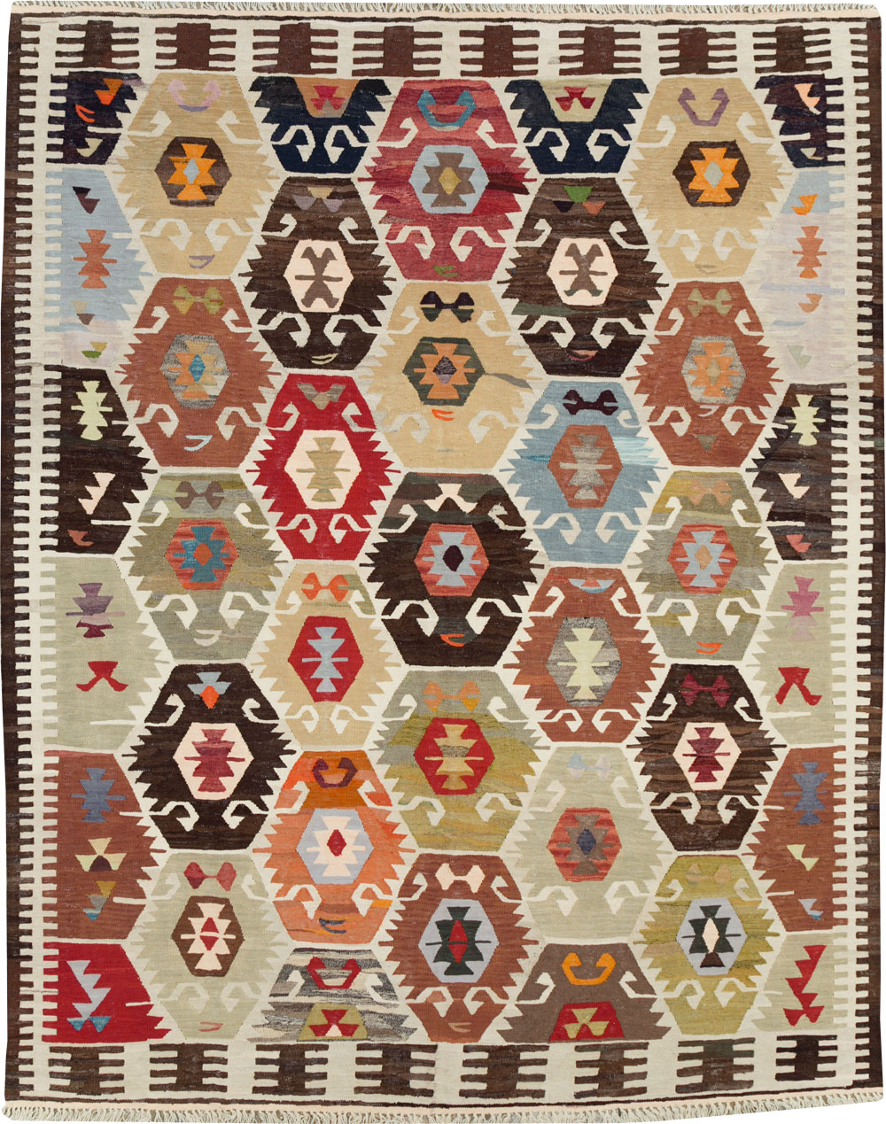 Contemporary Turkish Flatweave Kilim Room Size Carpet, No.30863 - Gss