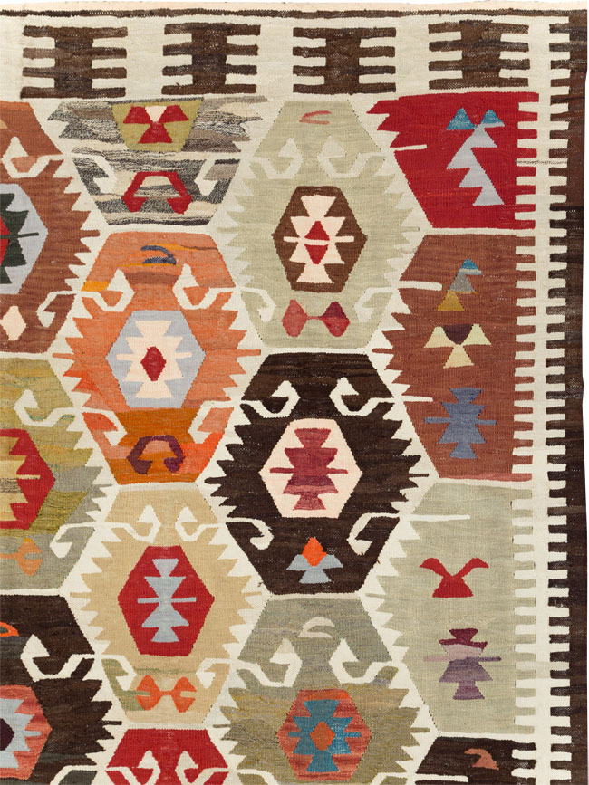Contemporary Turkish Flatweave Kilim Room Size Carpet, No.30863 - Gss