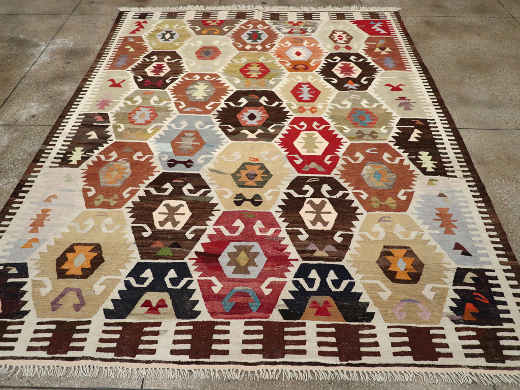 Contemporary Turkish Flatweave Kilim Room Size Carpet, No.30863 - Gss