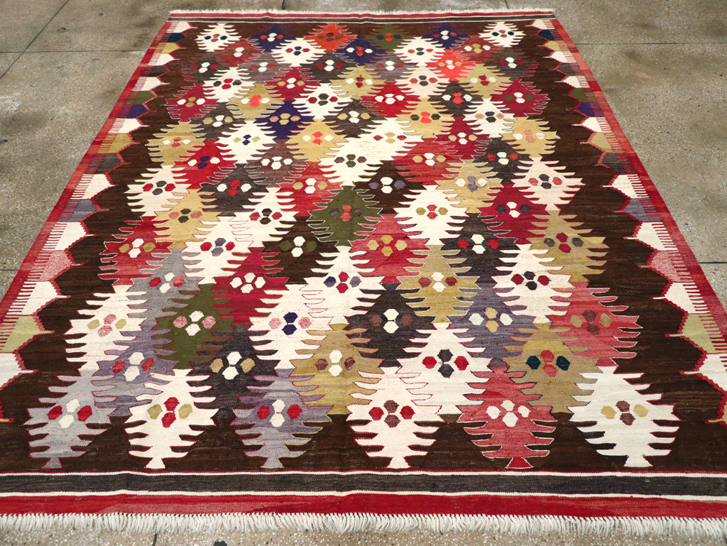 Contemporary Turkish Flatweave Kilim Small Room Size Carpet, No.30864 - Gss