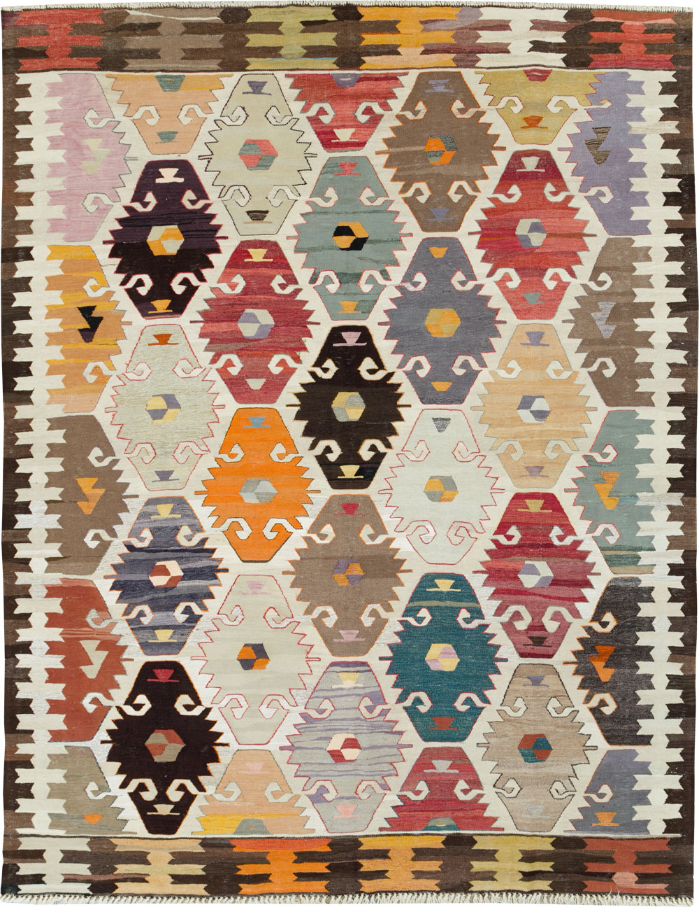 Contemporary Turkish Flatweave Kilim Room Size Carpet, No.30865 - Gss