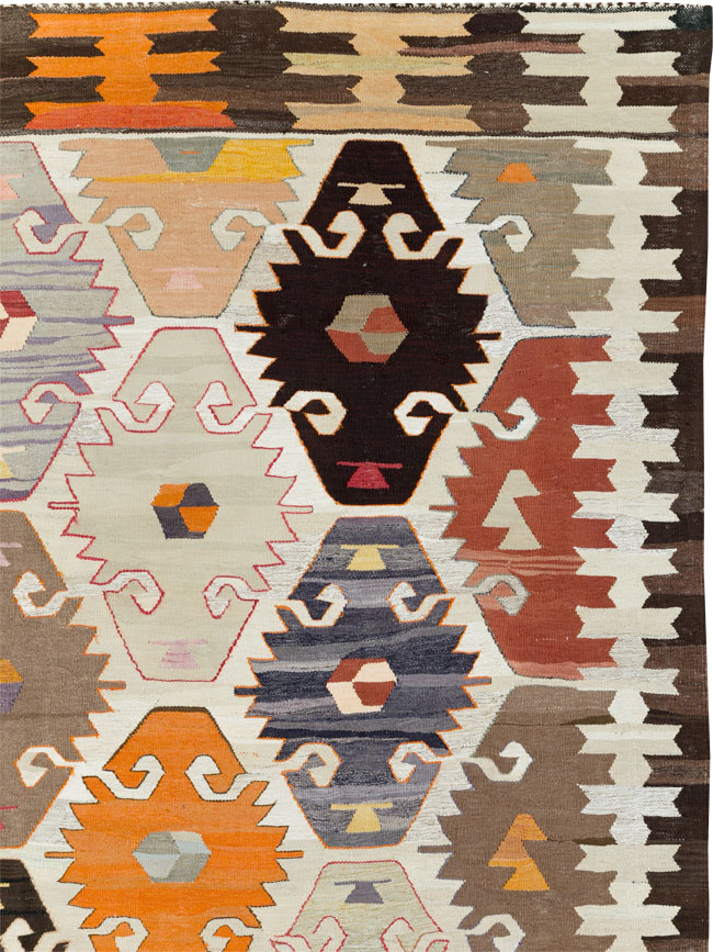 Contemporary Turkish Flatweave Kilim Room Size Carpet, No.30865 - Gss