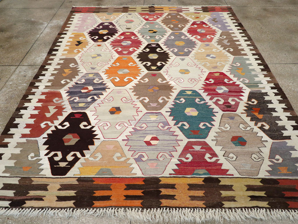 Contemporary Turkish Flatweave Kilim Room Size Carpet, No.30865 - Gss